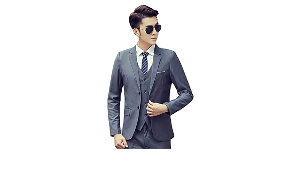 Amazon.com: GYFCYGG Traje de primavera y otoño para hombre, 3 piezas, corte  delgado, liso, chaleco de 2 botones, vestido de novia para mejor hombre  (Color: gris, tamaño: XL) : Ropa, Zapatos y Joyería