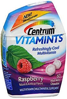 Centrum Vitamints Multivitamin Supplement Adult Minty Chewables Raspberry - 60 ct, Pack of 2
