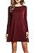 Zeagoo Women O-Neck Long Sleeve Casual Loose Solid Mini Tunic Dress