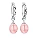 DIAMOVI The Ultimate Sterling Silver Jewelry 100% Real Natural Freshwater Pink Pearls | Silver Chain Pendant & Hoop Earrings | High Quality Pink Pearls For Women | Come In A Fine Jewelry Bag