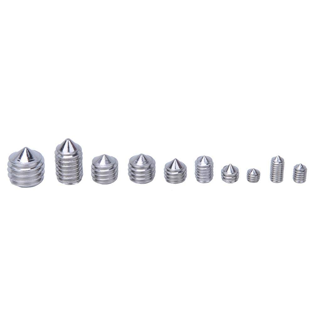 Fafeicy 200Pcs Grub Screws Set, M3/M4/M5/M6/M8 Stainless Steel Cone Point Hex Head Allen Screw Set, for Accuracy Instruments