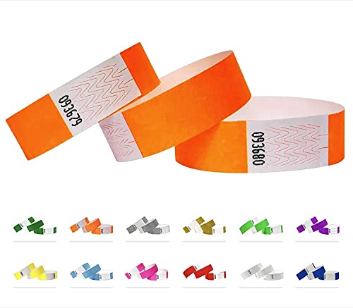 Eventitems Tyvek Wristbands for Events, 3/4'' Neon Orange, 1000 Pack