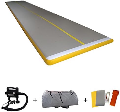 ARCADIAW Inflatable Gymnastics Tumbling Mat Air Track on Water or Garden for Home Training with Free Pump (Grayyellow, 6m x1m x10cm)