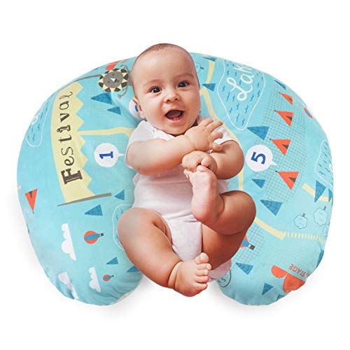 BORITAR Festival Nursing Pillow Slipcover Minky for Boys and Girls, Super Soft Classic Nursing Pillow Cover with White Dotted Backing, Blue