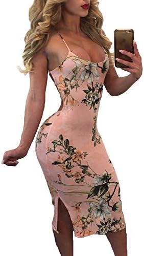 WESICA Spaghetti Strap Dress Sexy Ladies Lace Up Back Peachy Floral Party Dress Summer Beach 2017 New Fashion