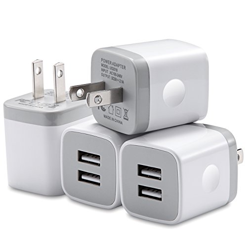 WITPRO USB Wall Plug Universal 2.1A/5V Dual Port Wall Charger Power Adapter Block Compatible with iPhone Xs/Xs Max/XR/X/8/7/6S Plus, Samsung, LG, Moto, Android More (Pack-4, White)
