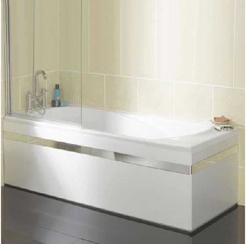 White Front Bath Panel with Stunning, Modern, Mirror Stripe Design
