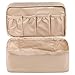 JJ POWER Travel Underwear Organizer Bag, Lightweight Double Layer Large Capacity Cosmetic Bag- Multiple Compartments and Pockets (Cream)