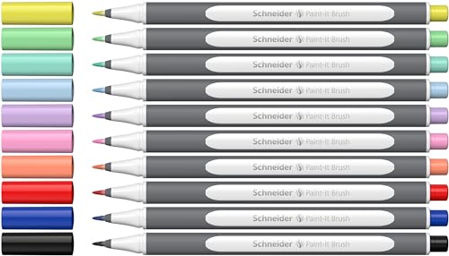 Schneider Brush Pen Paint-it 070 Assorted Wallet - 10 Pieces (8 + 2 extra pens)