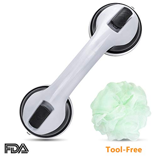GreenChief Suction Grab Bar -Shower Handle & Bathroom Balance Bar wit - Grip Bath Grab Bar for Bathroom - Safety Hand Rail Support - Handicap, Elderly, Injury, Senior Assist Bath Handle, Non Skid, 12"