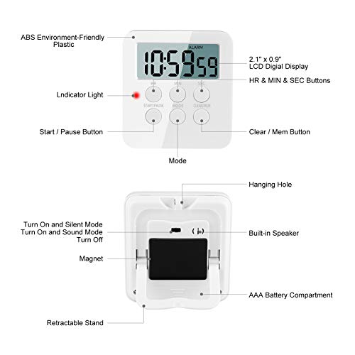 Kissarex Digital Kitchen Countdown Timer Teachers Classroom Counter Large LCD Loud