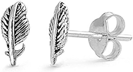 Sterling Silver with Feathers on Posts Earrings