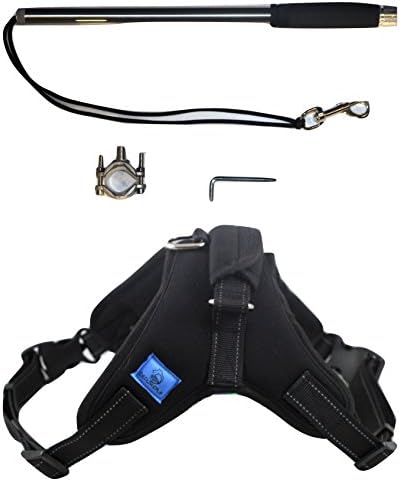 Securpup Dog Bike Leash with Harness (2-Piece Set) Adjustable Bicycle, Cycling, Running Pet Attachment | Reflective Webbing | Easy Installation (Medium, Black)