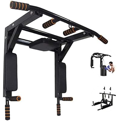 Väggmonterad Pull Up Bar Chin Up bar Multifunktionell Dip Station för inomhus hem gym Träning, Power Tower Set Träningsutrustning Fitness Dip Stand Stöder till 440 Lbs