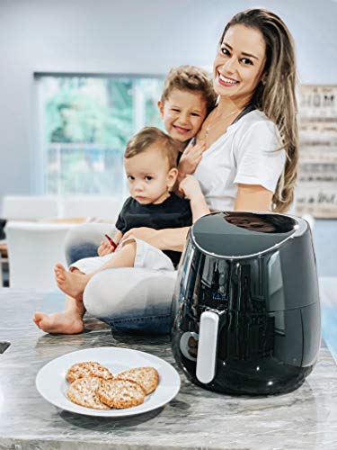 Yedi Total Package Ceramic Air Fryer XL, 5.8 Quart, Ceramic Deluxe Accessory Kit, Recipes, Black