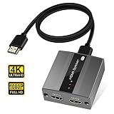 4K HDMI Splitter 1 in 2 Out, avedio links Powered 1x2 HDMI Splitter for Dual Monitor, Support 4Kx2K, 1080P, 3D, HDCP, HDR, DTS/Dolby-TrueHD, EDID Copy, for Xbox PS4 PS3 Fire Stick Roku Blu-Ray Player