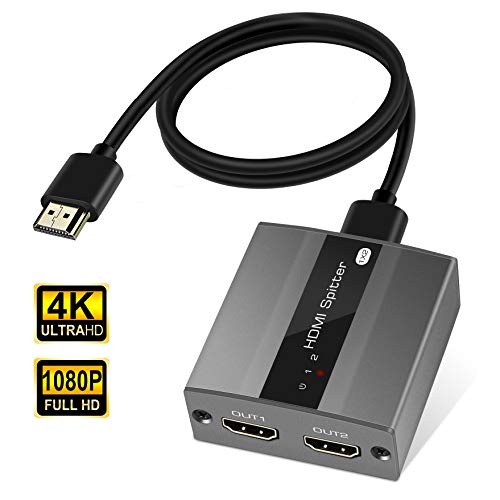 4K HDMI Splitter 1 in 2 Out, avedio links Powered 1x2 HDMI Splitter for Dual Monitor, Support 4Kx2K, 1080P, 3D, HDCP, HDR, DTS/Dolby-TrueHD, EDID Copy, for Xbox PS4 PS3 Fire Stick Roku Blu-Ray Player