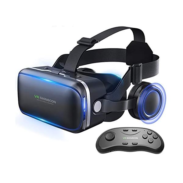 Honggu VR Shinecon VR Headset 3d Glasses Virtual Reality Headset for VR Games & 3D Movies Pack with Remote Controller