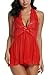 Avidlove Women Lingerie Halter Babydoll Double Bowknot Chemise Red L
