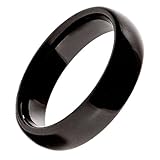 MJ 6mm Beautiful Black Ceramic Wedding Band Classic High Polished Ring