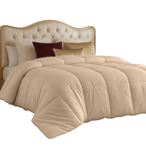 Utopia Bedding All Season 250 GSM Comforter - Plush Siliconized Fiberfill Comforter King Size - Box Stitched (King/Cal King, Beige)