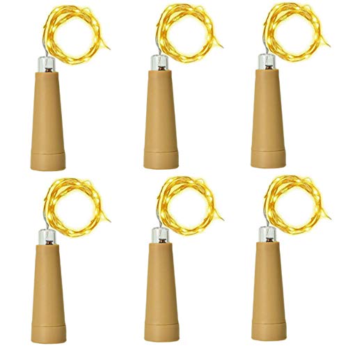 DealKits (6 Pack) Wine Bottle String Lights, LED Cork Fairy Lights, Powered by AAA Battery for Bedroom, Birthday Wedding Parties, Home Garden Bar Decoration - 6 Packs 2m/7.2ft Warm White