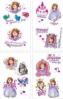 Sofia the First Tattoos Set of 16 Tattoos