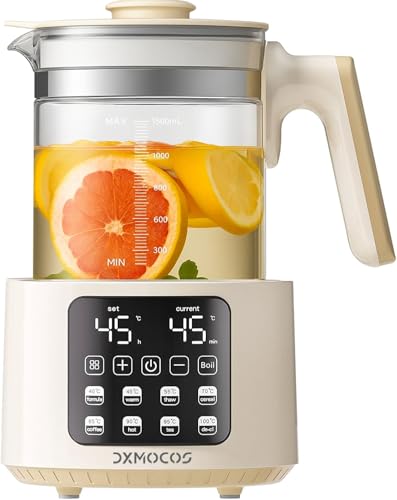 Dxmocos Electric Kettle with Temperature Control, 1.5L Large Capacity Stainless Steel Water Boiler, 40°C to 100°C Adjustable, 72H Keep Warm, Type G Plug, Kettle for Coffee, Tea, Milk Powder