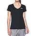 Under Armour Women's Tech V-Neck - Jacquard, Black/Metallic Silver, Small