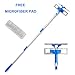 Als Ellan Professional 3 in 1 Window Squeegee with Microfiber Scrubber, 150CM Window Cleaning Kit, All Purpose Outdoor Window Glass Cleaner with Spray Head & Extension Pole for High Window (2 Pad)