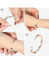 meekoo 3 Pieces Keep Going Inspirational Bracelet Stainless Steel Engraved Personalized Mantra Bracelets Cuff Bangle Friend Encouragement Bracelets for Women Girls Birthday Gifts