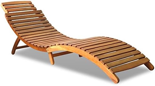 Outdoor Foldable Sun Lounger Deck Chair Acacia Wood Garden Beach Furniture Patio Pool Chaise Lounge Pool