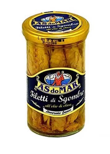 As Do Mar Mackerel Fillet in Olive Oil 8.8 Oz Jar Filetti Di Sgombro