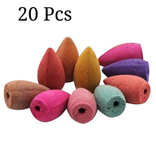 Karooch 20Pcs Backflow Cones, Mountain River Handicraft Holder Backflow Ceramic Burner Censer Art Mixed Incense Cones, Great for Home Living Room Or Office Use (Multicolor)