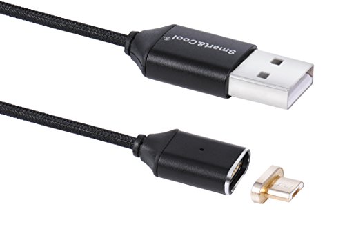 Smart&Cool Gen3 Nylon Braided Super Magnetic Micro USB Charging and Data Transfer Cable for Android Phone and Tablets (Black)