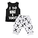 2pcs Toddler Kids Baby Boy Cool Sleeveless T-Shirt Vest+Pants Clothes Outfit Set(2T-3T) Black