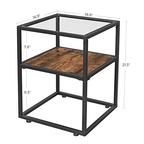 VASAGLE GLATAL Side Table, Tempered Glass End Table, Nightstand with