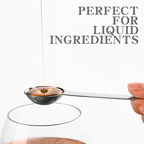 Measuring Spoons, Stainless Steel Measuring Spoons Set for Measuring Dry and Liquid Ingredients Great for Cooking Baking, Tablespoon Teaspoon Metal Measuring Spoon with Leveler/Mini Whisk, Set of 9