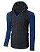 OLLIN1 Mens Long Sleeve Color Block Raglan Henley Shirt with Hoodie