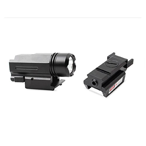 Higoo Tactical Red Laser Dot Sight Scope + Powerful 500 Lumen LED Flashlight with 20mm Picatinny Rail Mount Combo for Rifle Shotgun