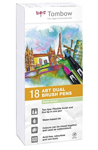 Tombow dual brush pens pastels - pack of 18 colors (abt…
