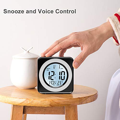 Alarm Clock,Digital LCD Display Portable Modern Alarm Clock with Snooze Time Temperature for Bedroom,Office,Living Room,Travel