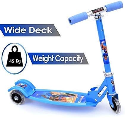 DishanKart 3 Wheel Adjustable Folding Kick Kids Scooter for Kids 3 to 14 Years Tricycle for Indoor & Outdoor Fun with with Brake Bell LED and Adjustable Height for Kids - (Colour May Vary)