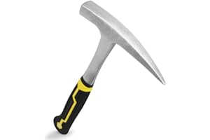 CFH-Allez 30.33oz-13 Inch Pointed Red Rock Digging Hammer, Yellow Pointed Rock Excavation Hammer, Steel Head, Ergonomic Rubber Grip, 13 Inch Length