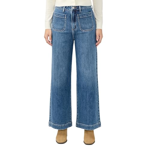 Silver Jeans Co. Women's 70s High Rise Wide Leg Jeans, Indigo, 34W x 28L