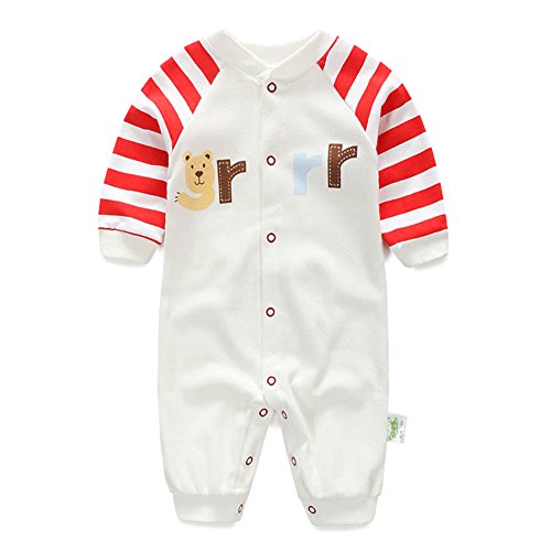 Monvecle Baby Boys' 2 Pack Coverall Bodysuit Newborn to Toddler Long Sleeved Onesie Jumpsuit Stripe 6-9m