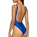 Dixperfect Women's Retro 80s/90s Inspired High Cut Low Back One Piece Swimwear Bathing Suits (M, Dazzling Blue)