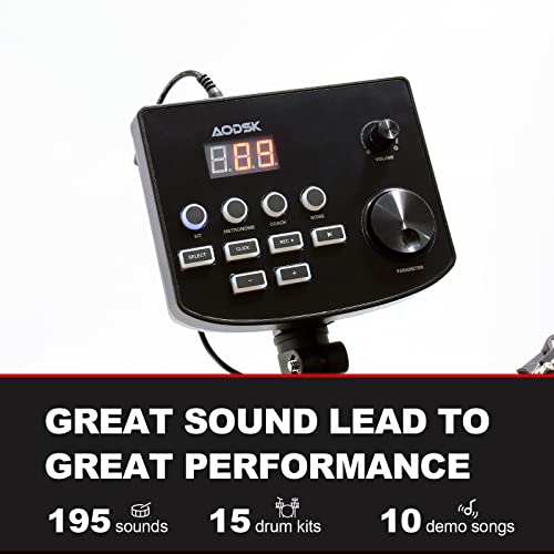 AODSK Electric Drum Set,Electronic Drum Kit for Kids with 195 Sounds