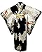 LV International Trade,Adult Satin Kimono Robe - Black Multi-Colored, One Size