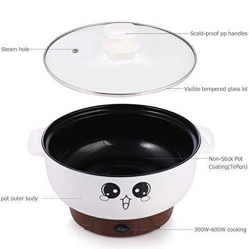 MINGPINHUIUS 4-in-1 Multifunction Electric Cooker Skillet Wok Electric Hot Pot For Cook Rice Fried Noodles Stew Soup Steamed Fish Boiled Egg Small Non-stick with Lid (2.3L, without Steamer) - Thumbnail 2